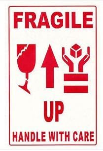 EzeePacks 100 Pcs"Fragile-Handle with Care" Size:12 X 9 Cms Self Adhesive Sticker