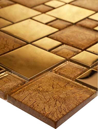 Bador Glasmosaik Mosaik Fliesen Mosaikfliesen Glasfliesen Glas Gold 30x30 Neu Cover