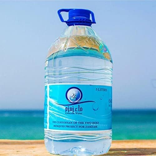 eau zamzam bouteille de 5 LITRES, qualité original, de la mecque, makkah, arabie saoudite, eau bénie, un musc noir roqyah offert, emballage d'origine de mecca, authentique, zamzam water, eau minérale