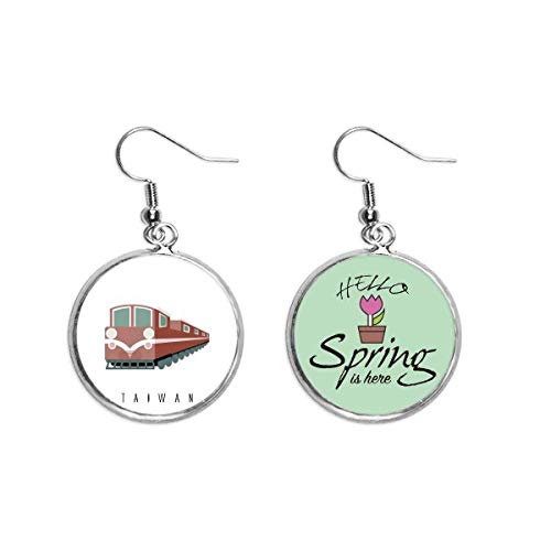 Pendientes de primavera estilo joyas de viaje con tren de Taiwán colgante