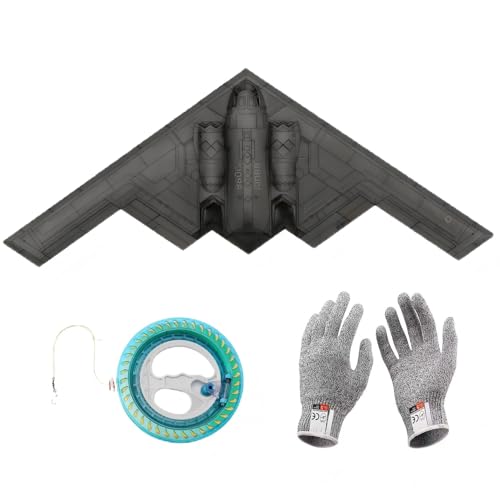 EWCEFIC Big Kite, B2 Bomber Model Kites,1:26Perfect Remake, A Kite of Choice for Adults and Military hobbyists、Equipped with 300 metres /984 Foot String Plate and a Pair of Cut-Resistant Gloves