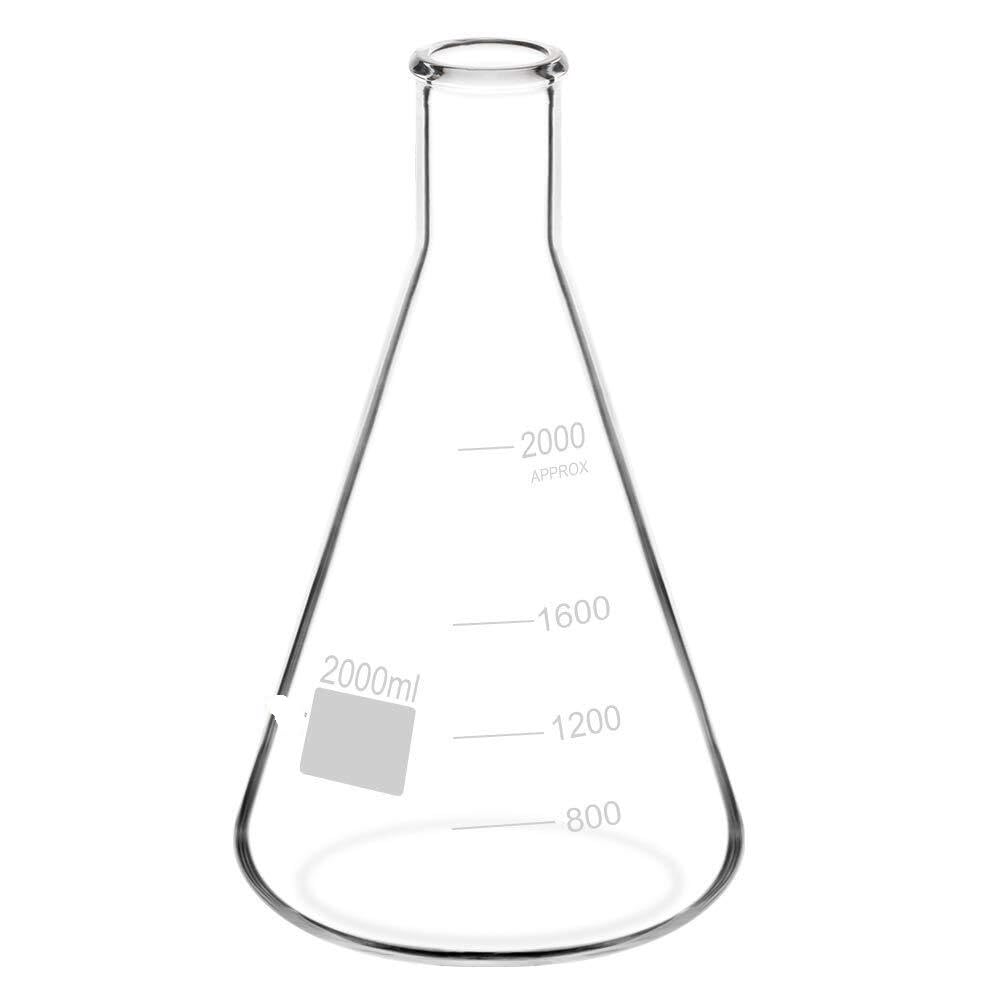1-Pack Matraz de Erlenmeyer de Vidrio de Borosilicato 1000ml - Pared Gruesa, Boca Estrecha, Resistente al Calor hasta 200°C(1000 ml)