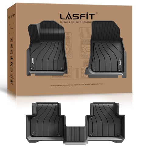 LASFIT Floor Mats for Porsche Cayenne 2019-2026 All Weather Floor Liner TPE Custom Fit 1st & 2nd Row Rubber Car Mats for Porsche Cayenne Automotive Accessories, Black, Easy to Clean