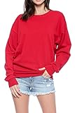 Urban Look Casual Loose Fit Fleece Pullover Sweatshirt (X-Large, Solid Red)