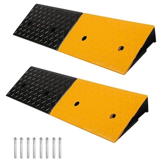 bimiti 2 Pack 4" Rise Rubber Kerb Ramps, 2pcs 10cm Height Heavy Duty Curb Rmaps 100x25x10cm Threshold Ramps with Screws, Non-Slip Ramps for Doorway Sidewalk Car Bike Motorcycle Scooter Wheelchair