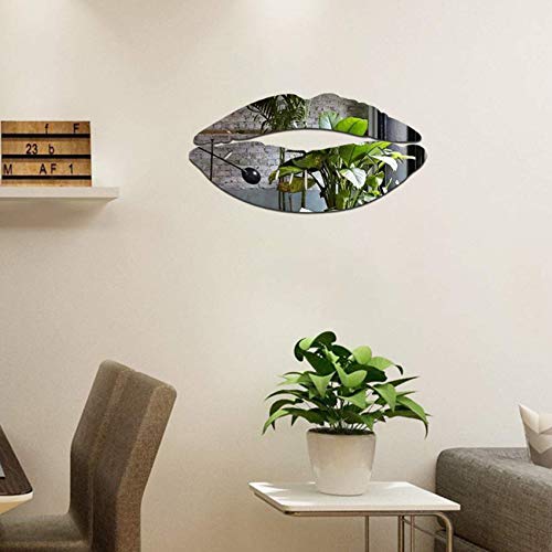 Lips Mirror Wall Stickers, 2 Sets 3D Kiss Shape Decals, Acrylic Diy Self-Adhesive Wallpaper Murals For Bedroom, Living Room, Bathroom Home Decor(Silver And Red) #TOP3