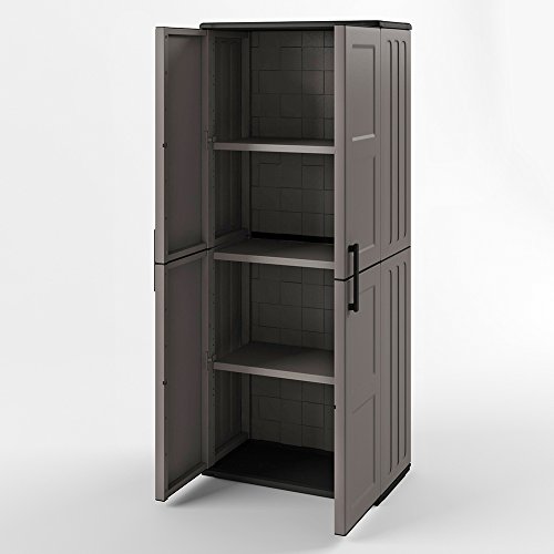 Preisvergleich Produktbild Kunststoffschrank Werkzeugschrank Putzmittel Schrank Kunststoff 163x68 cm Grau