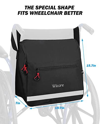 Issyauto Wheelchair Backpack Bag, Wheelchair Pouch, Backpack For Wheelchair Users, Wheelchair Bags To Hang On Back, Wheelchair Accessories Bag, Large Storage Bag With Inner Cup Holder, Black #TOP5