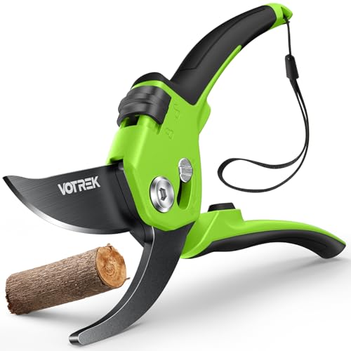 VOTREK Bypass Snoeischaar 21,5 cm – voor Zwakke Handen Met Continue Instelbaar Handvat, lang scherp SK5-mes & roestvrije binnenveer – Professionele Tuinschaar Voor Rozen en Fruitbomen, Ideaal Cadeau