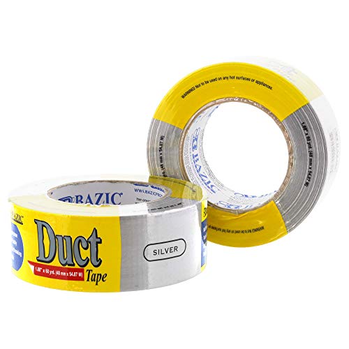 Image of BAZIC PRODUCTS Silver Duct Tape, 1.88 in x 60 Yd, 12-Case | aggressive adhesive that tears by hand for repairs