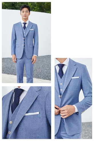 Men's Single Breasted Suit 3-Piece Notch Lapel Jacket Vest Pants Business Casual Dinner Tuxedos3