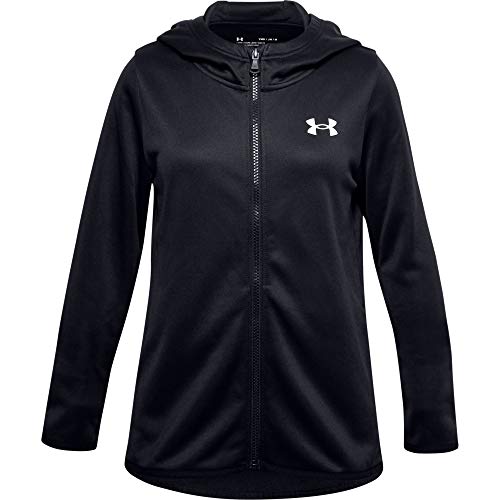 Under Armour Girls' Armour Fleece Full Zip Hoodie , Black (001)/White , Youth Large #TOP3