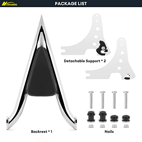 Motorcycle Sissy Bar Detachable Rear Passenger Backrest With Cushion Pad Compatible With Harley Sportster Xl 883 1200 2004-2022 (Chrome) #TOP7