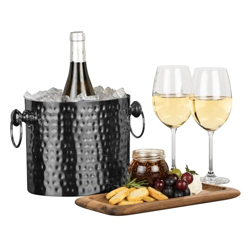 Chic Chill 1-Bottle Wine Chiller Ice Bucket | Keeps Wine & Champagne Bottles Cold Without Touching Ice | Wine Bucket | Handcrafted Artisan Design | Patented Technology | Burnished Black