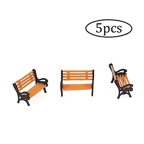 NorCWulT 5 Pcs Mini Park Benches Model Train 1:100 Bench Chair Settee Miniature Park Bench Craft for Railway Layout