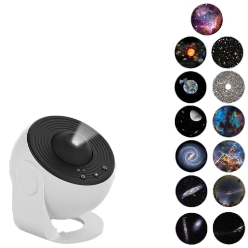 13 in 1 HD Planetarium Star Projector- 360 Rotating Galaxy Projector with Timer & Adjustable Knob, Ceiling LED Space Lamp for Bedroom Decor with 12 Film Discs, Gift for Kids & Adults(13 in 1)