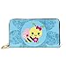 Produktbild JHGFG Mode Handtasche Reißverschluss Brieftasche Süße Bienen Blume Hintergrund Telefon Kupplung Geldbörse Abendkupplung Blockieren Leder Brieftasche Multi Card Organizer