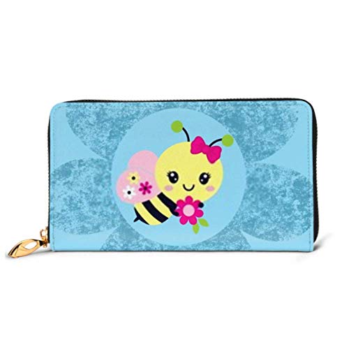 Preisvergleich Produktbild JHGFG Mode Handtasche Reißverschluss Brieftasche Süße Bienen Blume Hintergrund Telefon Kupplung Geldbörse Abendkupplung Blockieren Leder Brieftasche Multi Card Organizer