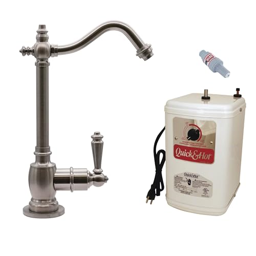 Image of Westbrass D204H-07 Victorian 9" 1-Handle Hot Water Dispenser Faucet with Instant Heating Tank System, Satin Nickel