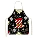 Secuos Navidad Papá Noel Delantales De Limpieza con Patrón Negro 53 * 65 Cm Cocina Casera Delantal De Cocina Ropa De Cocinero Algodón Lino Baberos para Adultos 2Wq-46397-012