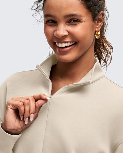 G4Free Smoofit Modal Soft Women's Half-Zip Pullover Mock Neck Long Sleeve Sweatshirts with Side Slits4