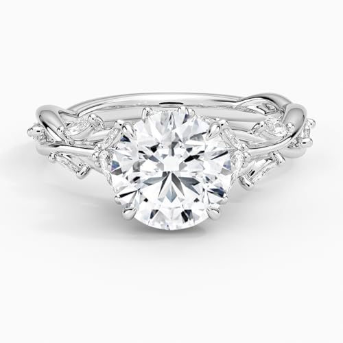 2 CT Round Cut Secret Garden Moissanite Wedding Anniversary Ring, 10k 14k 18k White Gold & 925 Sterling Silver Nature Inspired Moissanite Engagement Ring Memorial Gift for Her4