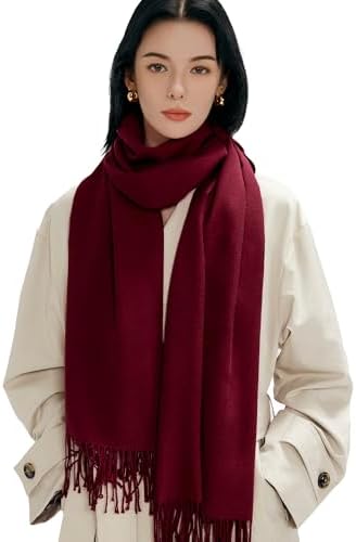 maamgic Schal Damen Baumwolle Warm Herbst Winter Stola | weiches Kaschmirgefühl, warm, hautfreundlich, unifarben, Fransen, Stola, 20+ Farben, Geschenkidee