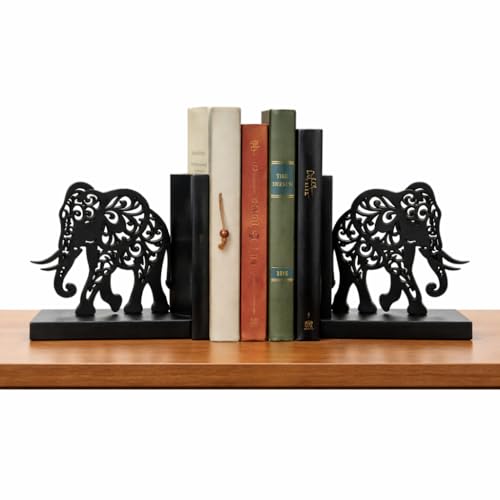 Image of eCraftIndia Wooden Book End with Elephant Showpiece for Home Decor Office Table | Gift for Housewarming Birthday