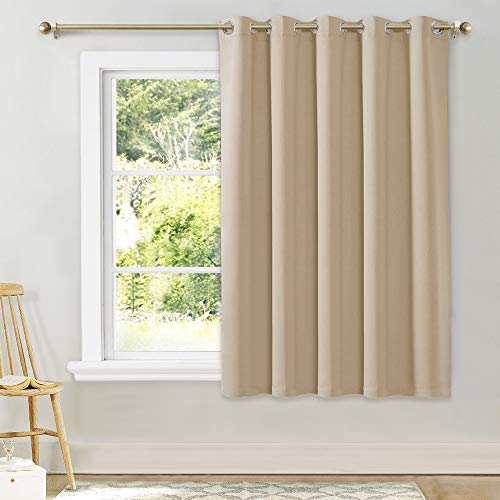NICETOWN Bedroom Curtain Room Darkening Drapery - Biscotti Beige Room Darkening Drape/Panel for Bedroom, Grommet Top 1 Panel, 70 x 63 inches Long, The