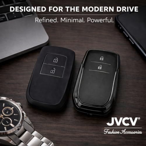 Image of JVCV Soft TPU Cover Compatible with Toyota Fortuner, Hilux, Innova Crysta, Fortuner Legender, Innova HyCross, Land Cruiser 2B Smart Key | Scratch-Resistant Case (Combo - 2B Matte Black & Transparent)