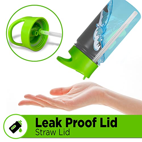 Dinosaur Water Bottle, 14 Oz, Leak Proof, 36 Hours Cold, Dishwasher Safe Lid, Removable Handle, Wide Mouth Double Wall Vacuum Insulated Stainless Steel Water Bottle For School, Straw, Bottle For Boys #TOP3