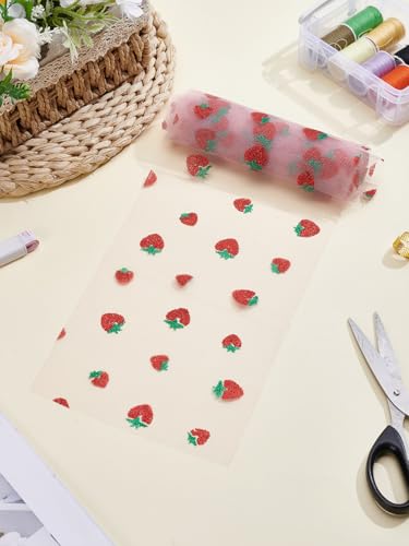 3M Shiny Strawberry Glitter Tulle Rolls, Netting Fabric Tulle Sewing Craft Polyester Ribbon for Gift Wrapping Wedding Bouquet Wrapping Christmas Tree Decor Bows DIY Crafts