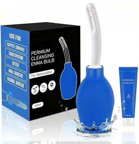Anal Douche Enema Kit - 310ML Enema Bulb Douches for Men and Women Enemas at Home for Constipation Vaginal Douche Ideal for Daily Care & Travel(Blue)