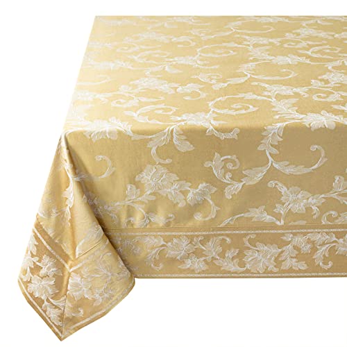 Benson Mills Harmony Scroll Woven Damask Fabric Tablecloth, Everyday, Parties, Special Occasions, Weddings and Holiday Table Cloth (60" X 144" Rectangular, Gold) by Benson Mills - Image 5