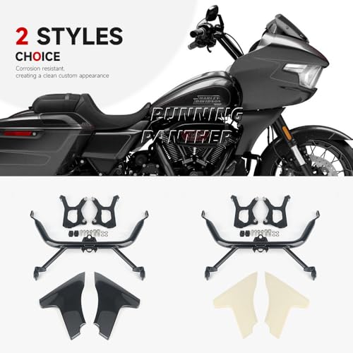 RUNNING PANTHER Motorcycle Side Fairing Panel Bracket Kit for Harley Touring CVO Road Glide ST FLTRXSTSE 2024 FLTRXSE 2023, Unpainted/Bright Black Spoilers Cover Support Accessories by RUNNING PANTHER - Image 4