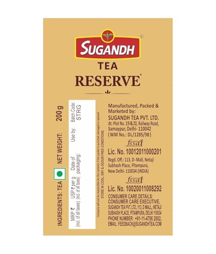 Image of Sugandh Reserve Tea | 200GM X 4 | 800GM | Gold Premium | Directly Sourced from Assam | High Grown CTC with Added Whole Leaf | 100% Natural Ingredients | A Perfect Premium Cup of Tea for Chai Lover