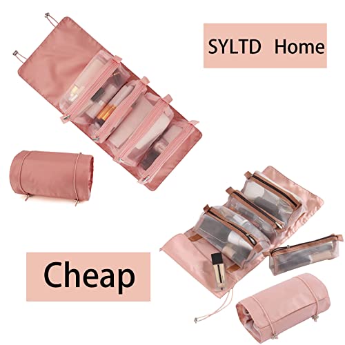 Senyucom Detachable Cosmefic Bag, 4 In 1 Removable Portable Toiletry Travel Hanging Makeup Bags Organizer,Bathroom Bag For Shower (Pink) #TOP1