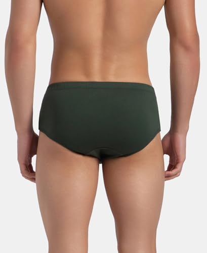Image of Jockey 8035 Men's Super Combed Cotton Solid Brief with Ultrasoft Concealed Waistband (Pack of 3) Deep Forest XL
