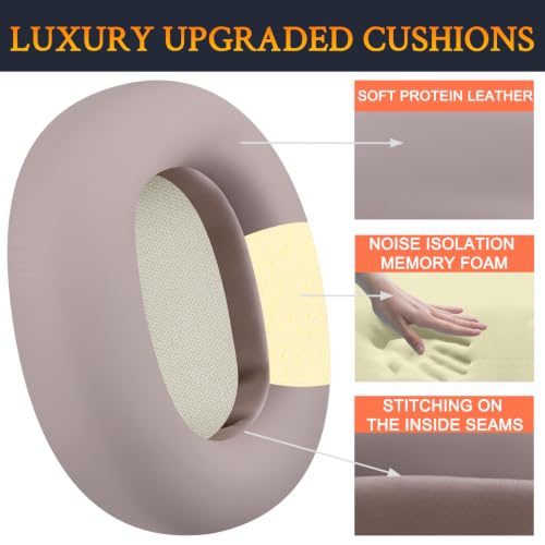 Image of SOULWIT Replacement Earpads for Sony WH-1000XM5 (WH1000XM5) Noise Canceling Headphones, Ear Pads Cushions with Protein Leather and Noise Isolation Memory Foam, Added Thickness - Smoky Pink