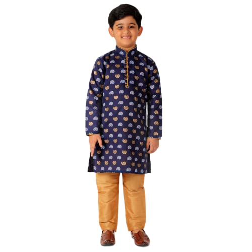 Image of Pro-Ethic Style Developer Kurta Pajama For Kids Boys | Cotton | Floral Print | Ethnic Wear (S-204)