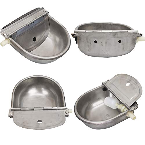 304 Stainless Steel Automatic Waterer Bowl for Dog Horse Goat Pig, with 1M Pipe(one end 3/4\'\') and Float Water Valve,Animals Stainless Farm Livestock Tool