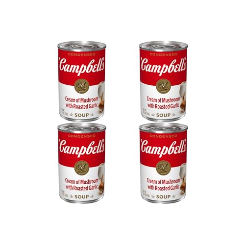 Campbell's Condensed Cream of Mushroom with Roasted Garlic Soup, 10.5 Ounce Can (Pack of 4)