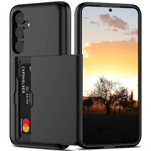 Nvollnoe for Samsung S24 Plus Case with Card Holder Dual Layer Heavy Duty Protective Case Hidden Card Slot Slim Wallet Case for Samsung S24 Plus 6.7(Black)
