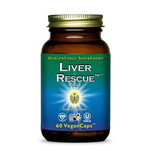 HEALTHFORCE SUPERFOODS Liver Rescue - Natural Liver Cleanse - with Milk Thistle & Dandelion Root - Gluten-Free & Vegan - 60 Capsules