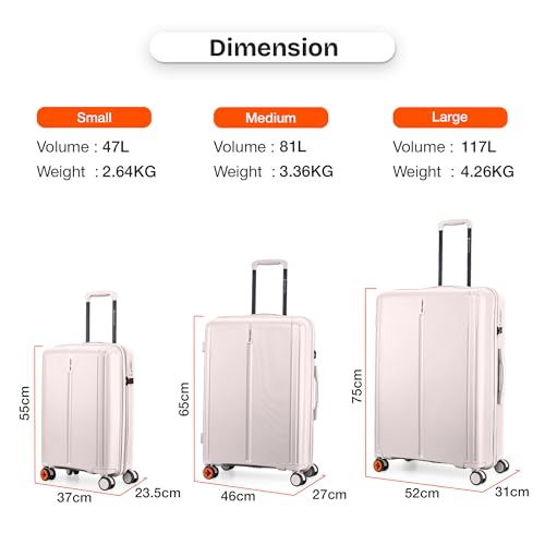 Image of Nasher Miles The Line Hard-Sided Polypropylene Check-in Luggage 28 inch | 75cm | 8 Wheels Large Trolley Bag for Travel | Suitcase (White)