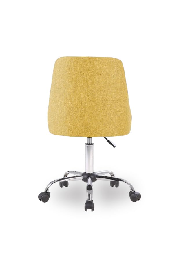 Image of Taskpro Fabric Upholstered Height-Adjustable 360 Swivel Revolving Office Study Desk Chair in Yellow Color