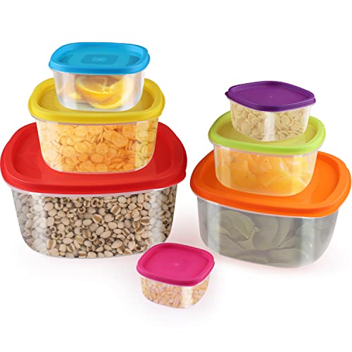 Arrinew 7 Stück Frischhaltedosen mit Deckel, BPA-freie Kunststoff-Aufbewahrungsschalen für Mahlzeiten Cover