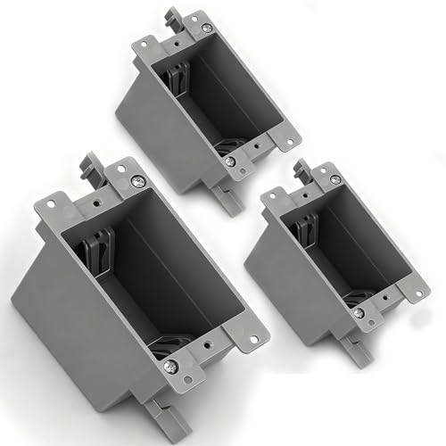 Wocloer 1 Gang Old Work Electrical Box UL Listed Non-Metallic PVC Switch & Outlet Box Single Gang Deep Wall Junction Box for Remodeling & Retrofit 14 cu-in Fire Rated 2 Hours Grey (3-Pack)