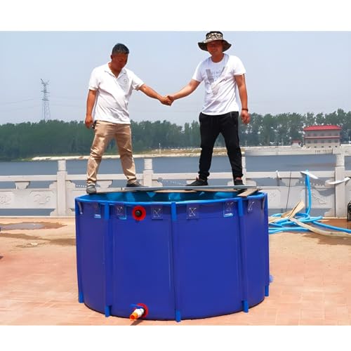 Gran estanque de peces de acuicultura plegable de lona de PVC, marco de acero de 0,9 mm, tanque de agua temporal, ideal para camarones y peces, piscina redonda duradera sobre el suelo