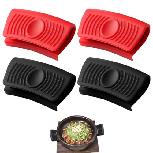 Poignées en Silicone, 4 Pièces, Amovible Chaude Cocotte Cook Manche Poignet D'assistance Silicone...